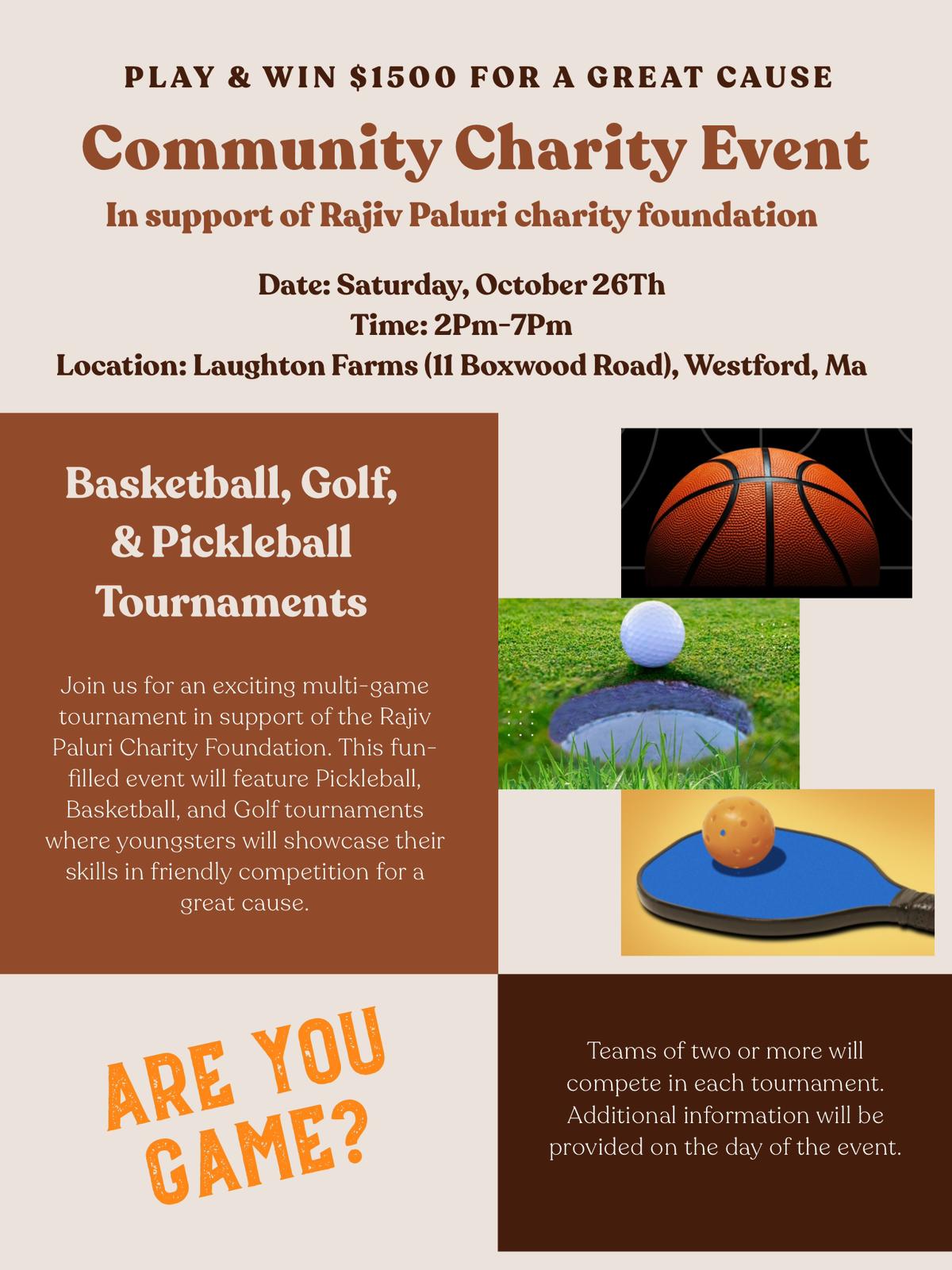In Support of Rajiv Paluri Charity Foundation